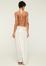 Loretta Dress white Lyocell maxi dress with crochet waist detail