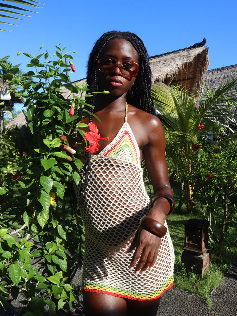 rasta mini dress Rasta Front Drape Mini Dress