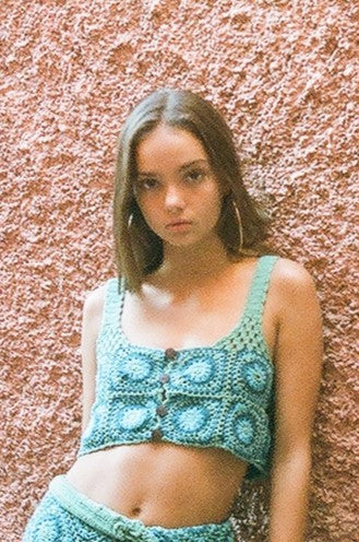 Baia Crop Singlet Blue